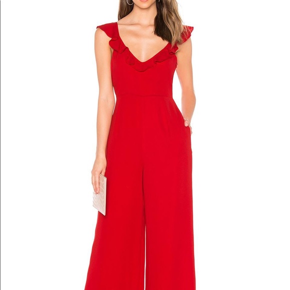 POINTSETTIA RUFFLE FRONT JUMPSUIT, Line & Dot - Picture 5 of 7